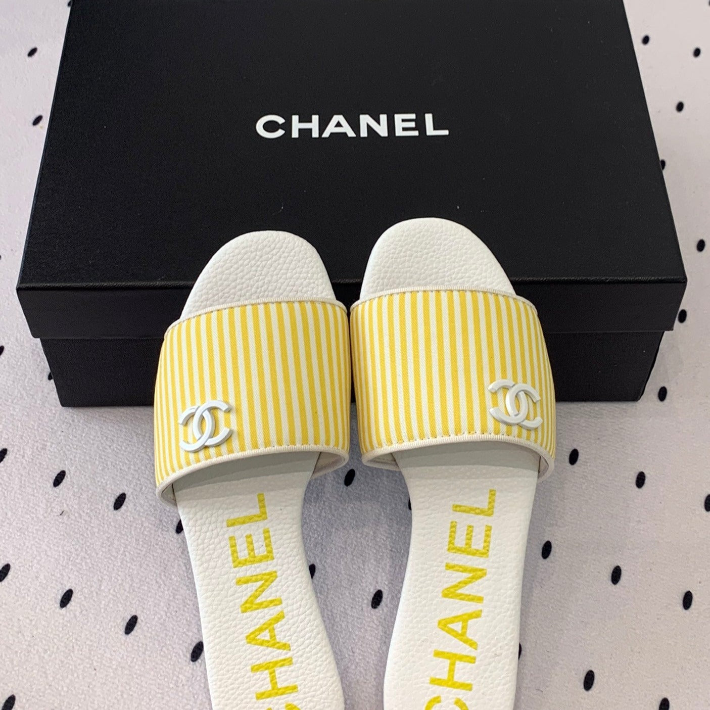 CHANEL MULES yellow LAMBSKIN